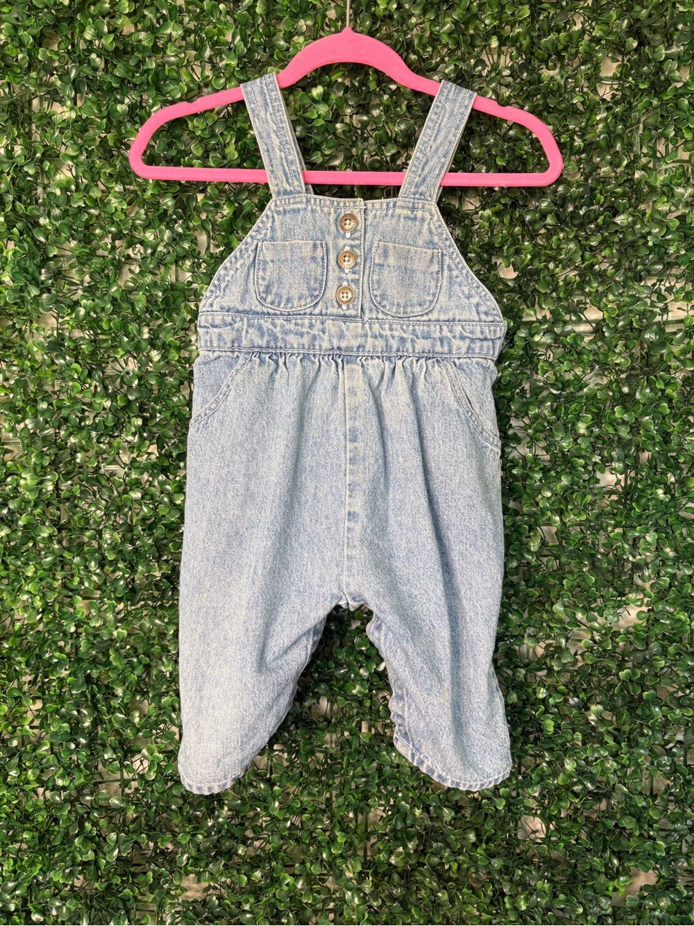 Vintage Baby GAP Light Blue Denim Overalls Romper *missing button